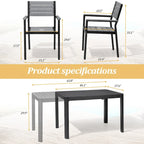 Ensemble de salle à manger de patio extérieur en aluminium de 5/7 pièces, chaises empilables et table extensible