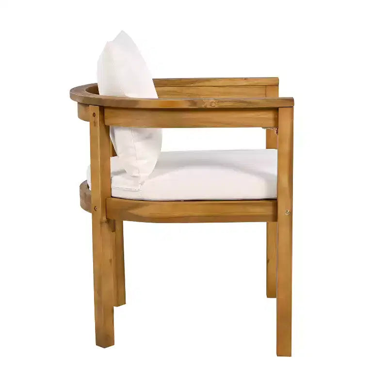 Christopher Knight Home Irene Ensemble repas d’extérieur rustique de 9 pièces en bois d’acacia, avec chaises à dossier incurvé et coussins
