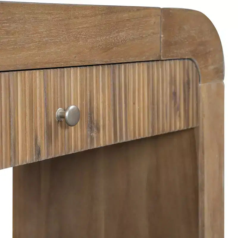 Table console rustique Whisen, table d’entrée et table d’appoint avec façade de tiroir cannelée