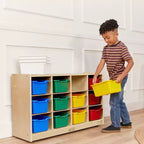 Mobiletto mobile con vassoi e 15 contenitori frontali a vaschetta, 3x4, arredo per bambini