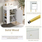 21.6 white Bathroom vanity, Combo Cabinet, Bathroom Storage Cabinet, Single Ceramic Sink, Left side storage
