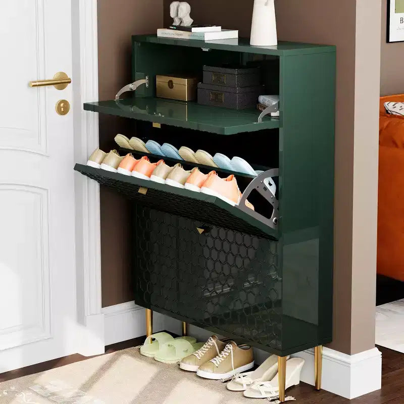 Meuble de rangement à chaussures CLIHOME pour entrée, 24 paires, avec tiroirs basculants, étagère et placard