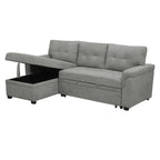 Divano componibile reversibile trasformabile con letto estraibile, chaise longue con contenitore nascosto e gambe resistenti