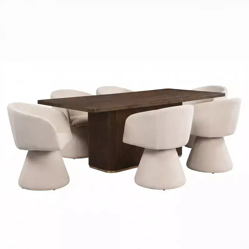 Ensemble de salle à manger moderne de 7 pièces en bois et métal Yodsak de Christopher Knight Home avec chaises pivotantes à 180°