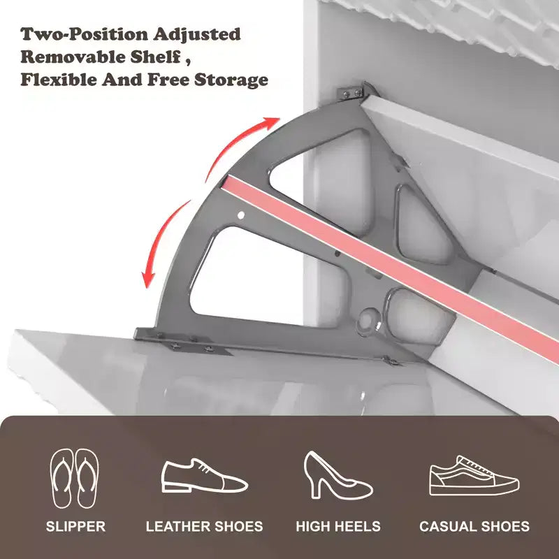 Meuble de rangement à chaussures CLIHOME pour entrée, 24 paires, avec tiroirs basculants, étagère et placard