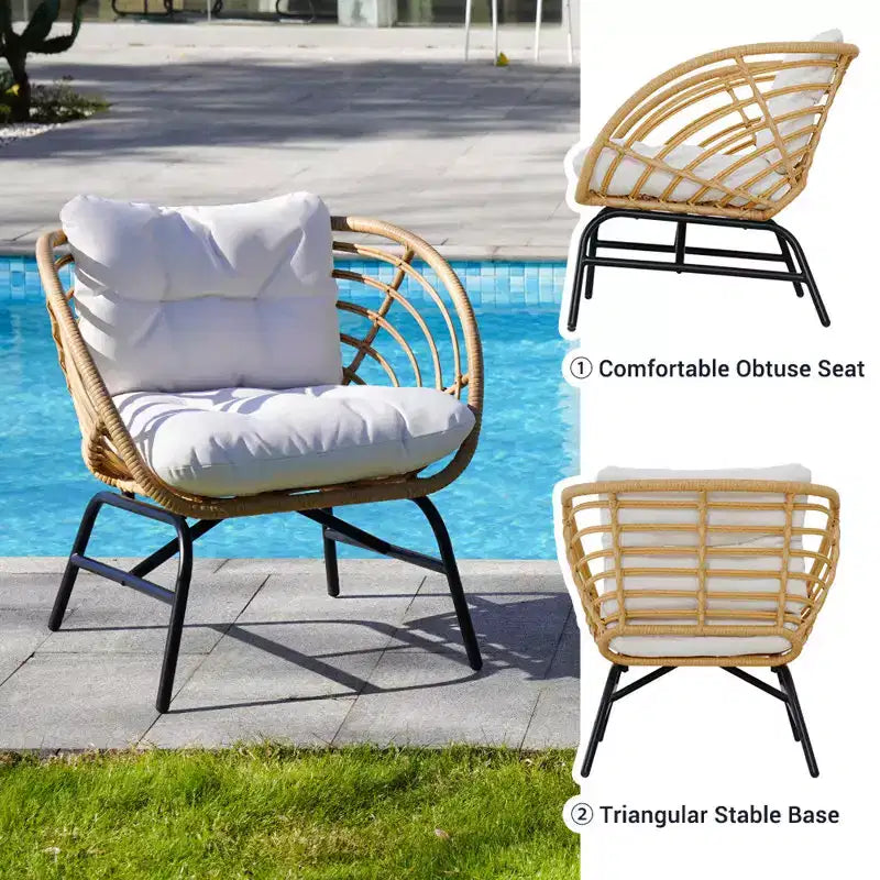 Set da patio in vimini GRANDPATIO da 5 pezzi per esterni, con divanetto a due posti