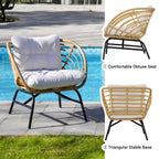 Set da patio in vimini GRANDPATIO da 5 pezzi per esterni, con divanetto a due posti