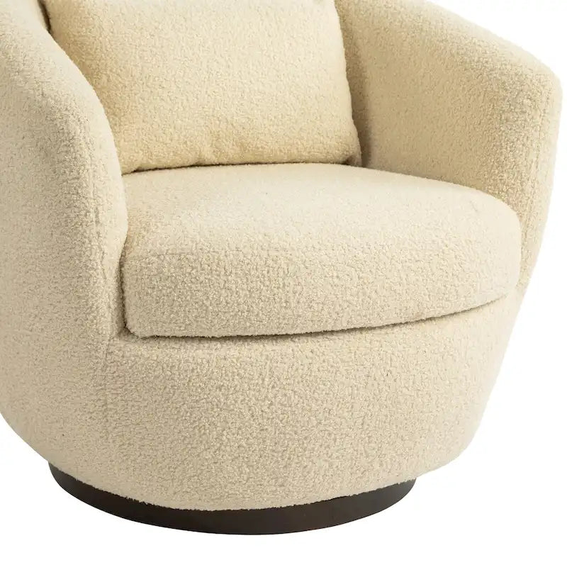 Fauteuil tonneau pivotant rembourré avec rangement, chaise d’appoint moderne pour salon, chambre, bureau ou coin lecture
