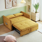 Canapé-lit escamotable en tissu chenille jaune - 39.00 x 53.50 x 31.50