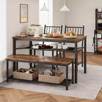 Set tavolo da pranzo per 4 persone, tavolo da cucina rettangolare in legno con 2 sedie e panca, tavolo da sala da pranzo con portabottiglie per piccoli spazi, appartamento, casa