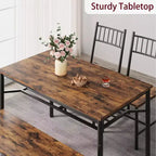 Set tavolo da pranzo per 4 persone, tavolo da cucina rettangolare in legno con 2 sedie e panca, tavolo da sala da pranzo con portabottiglie per piccoli spazi, appartamento, casa