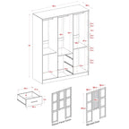 Armadio guardaroba a 3 ante Cosmo Palace Imports in legno massello al 100%, con ante in legno massello o a specchio
