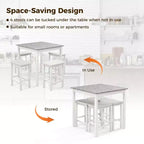 Costway Set Tavolo da Bar 5 Pezzi Tavolo Quadrato da Pranzo e 4 Sgabelli da Bar Imbottiti in Pelle PVC Marrone/Bianco