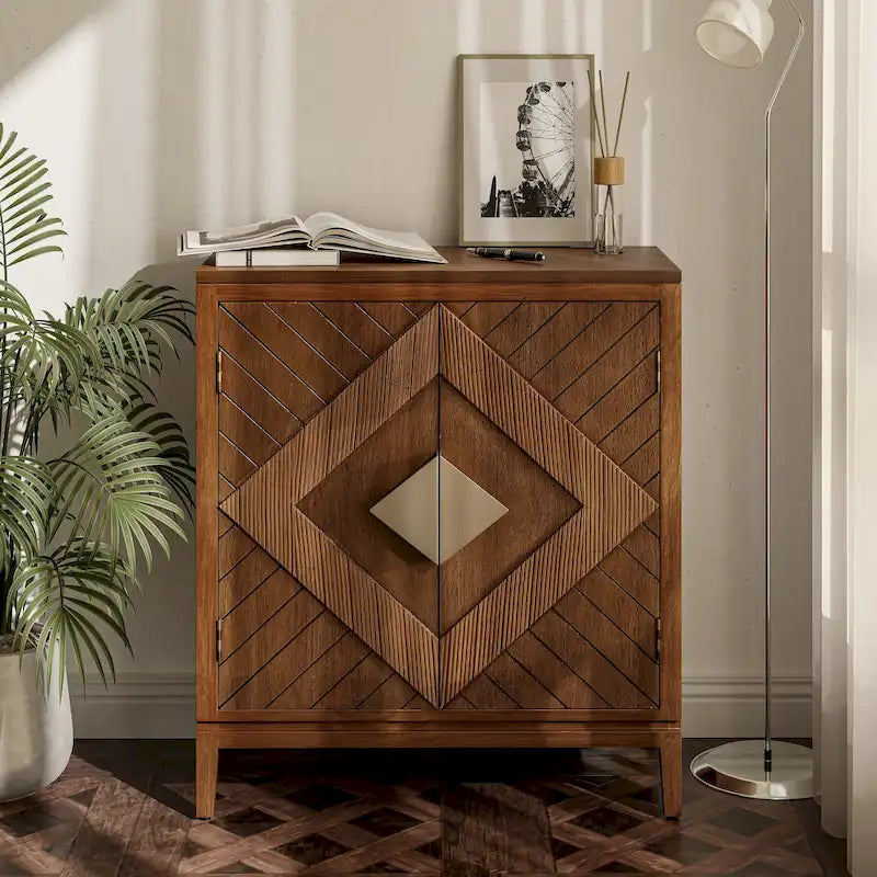 Farmhouse Storage Dresser Accent Sideboard Wood Buffet Cabinet with 2-Door for Living Room, Hallway, Bedroom, Dining Room