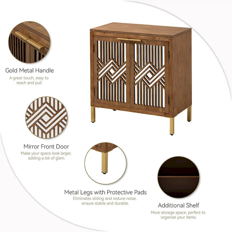 Farmhouse Storage Dresser Accent Sideboard Wood Buffet Cabinet with 2-Door for Living Room, Hallway, Bedroom, Dining Room