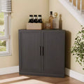 Meuble d’angle Dovelina avec étagères réglables, buffet, meuble à vin et meuble de cuisine et de salle à manger avec portes en bois - 31 po H x 31 po L, 36 po H x 31 po L