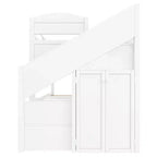 Letto a castello Whisen Twin XL con letto estraibile, contenitore, legno massello, scala contenitore, armadio e 3 cassetti, per bambini