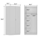 Armoire-penderie à 2 portes, armoire de chambre autoportante avec tringle