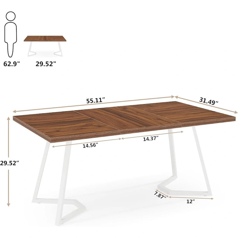Modern Dining Table, White Faux Marble Small Kitchen Table for Family
