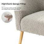 Fauteuil bouclé moderne Sheila de 30 W avec pieds en bois massif, lot de 2, par HULALA HOME