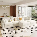 Divano componibile modulare da 128,2W, set divano a U trasformabile con pouf rimovibili 4S -ModernLuxe
