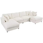 Divano componibile modulare da 128,2W, set divano a U trasformabile con pouf rimovibili 4S -ModernLuxe