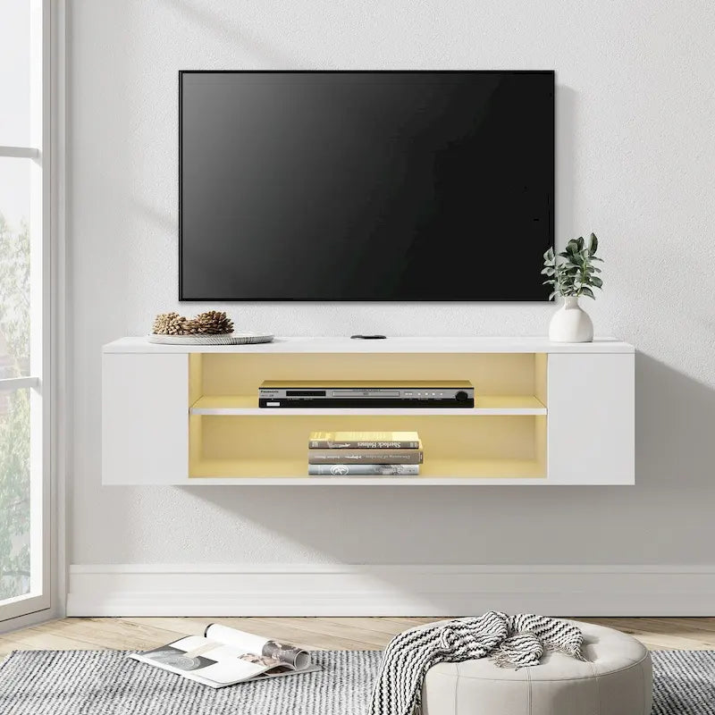Floating TV Stand Shelf Wall Mounted Entertainment Center Floating Cabinet Media Hutch Under TV, 39 Inch