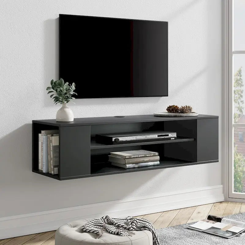 Floating TV Stand Shelf Wall Mounted Entertainment Center Floating Cabinet Media Hutch Under TV, 39 Inch