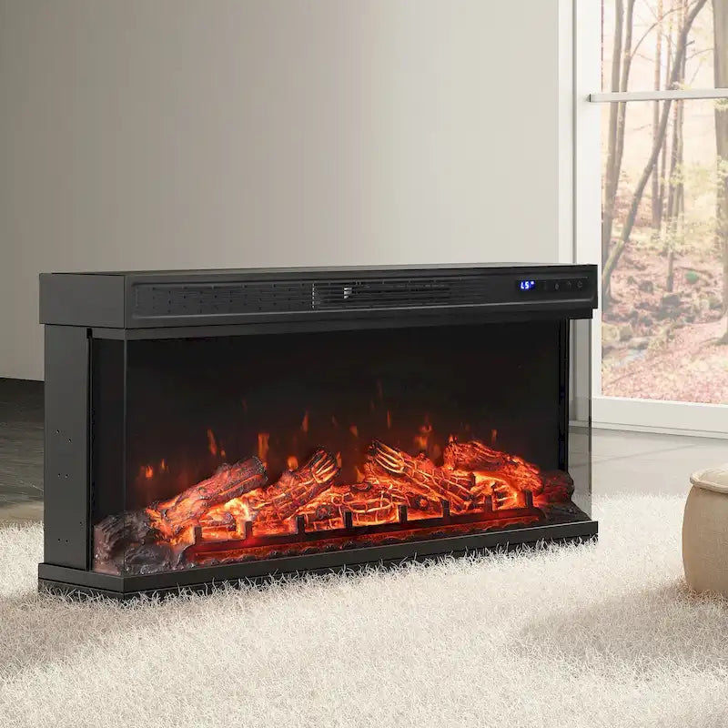 36 inch 3 Sided Glass Electric Fireplace InsertBlack