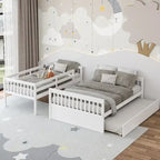 Letto a castello Gymax con letto singolo sopra un letto matrimoniale, estraibile singolo e piattaforma convertibile