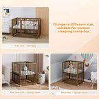Lit bébé convertible JOYMOR 8-en-1, avec 2 matelas, convertible en berceau, lit bébé mi-hauteur, lit bébé pleine grandeur, lit de repos, lit pour tout-petit et parc