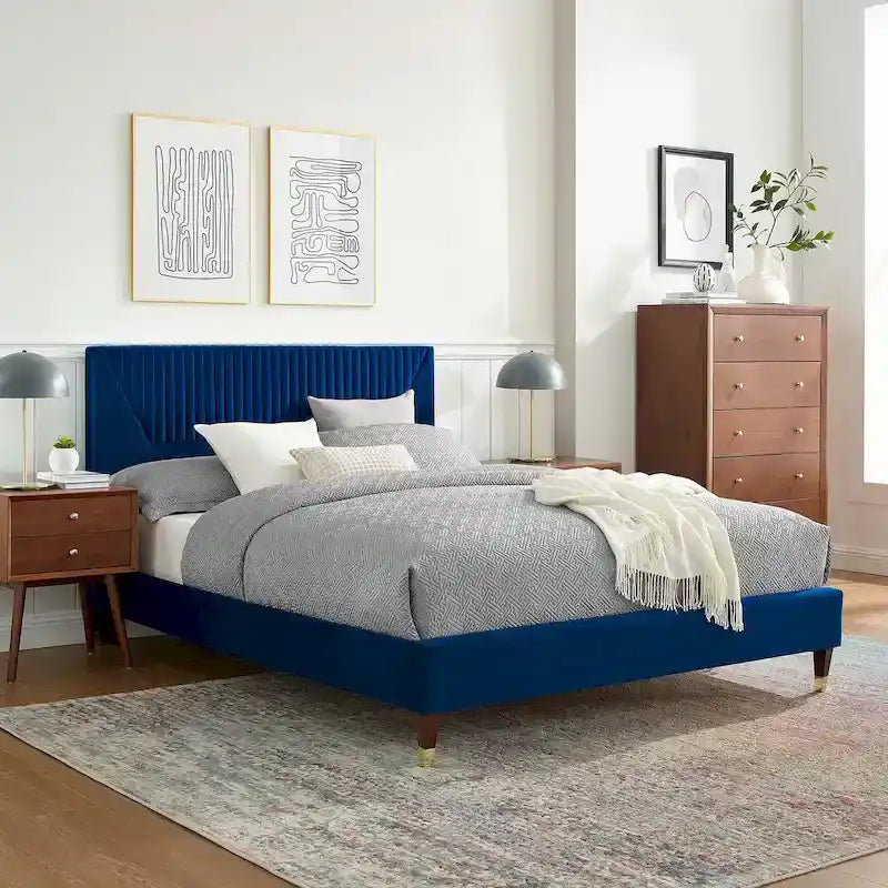 Channel Tufted Performance Velvet King Platform Bed