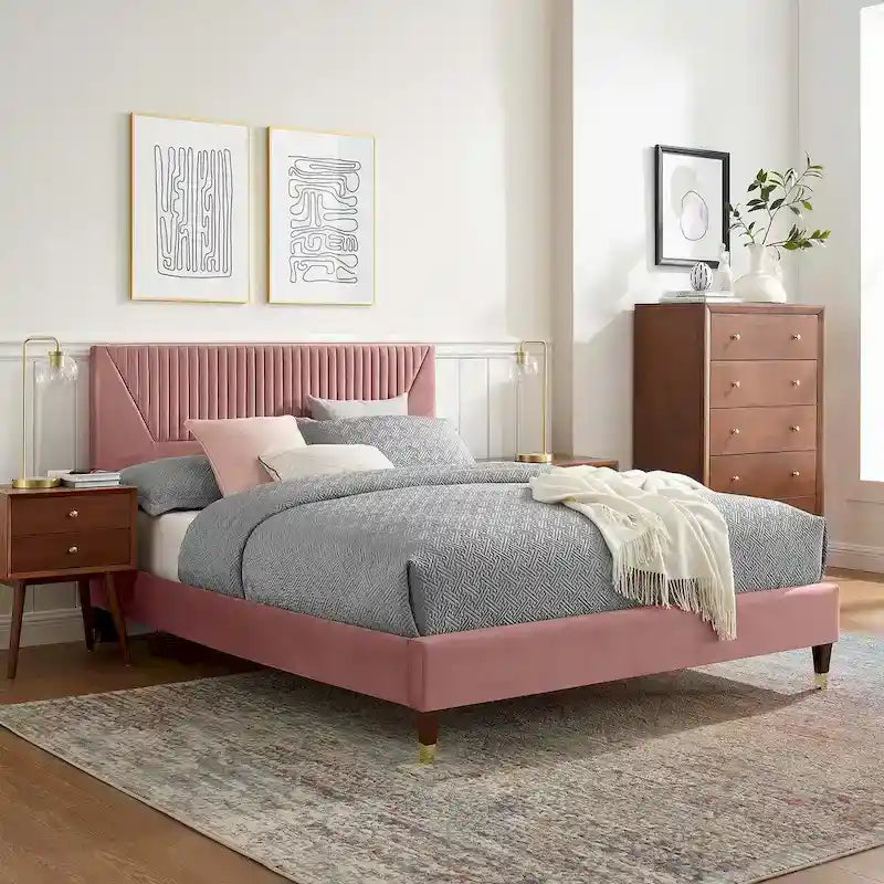 Channel Tufted Performance Velvet King Platform Bed