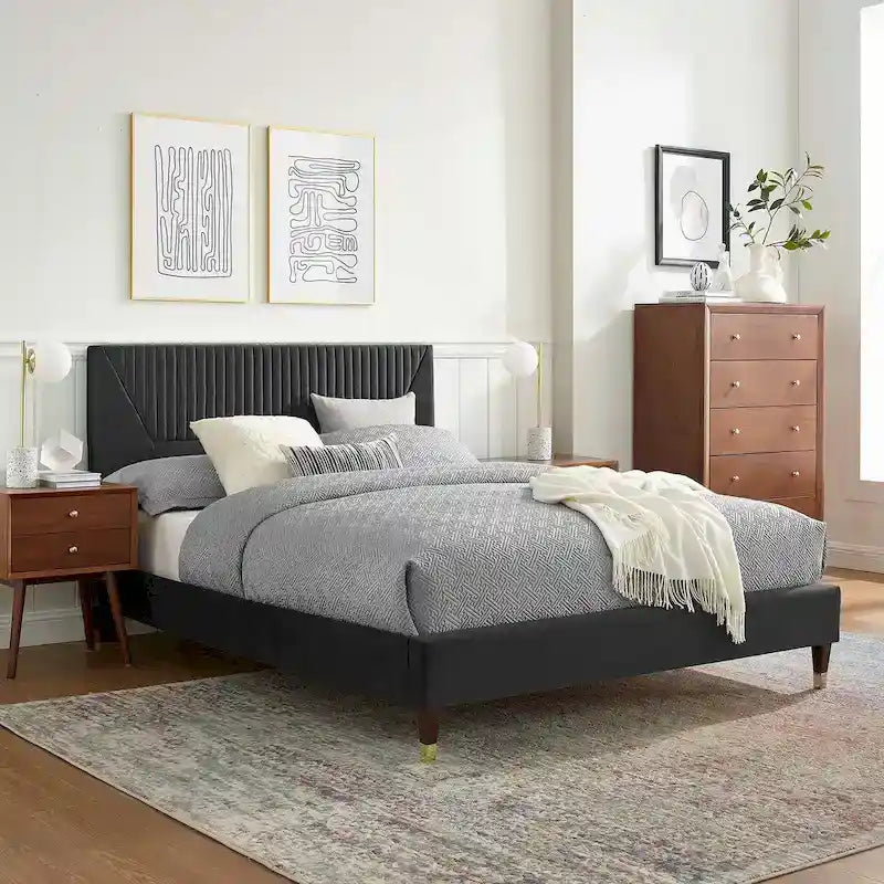 Channel Tufted Performance Velvet King Platform Bed