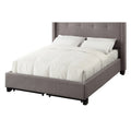 Adams Low Profile Queen Bed, Tufted Linen, Wide Storage, Gray