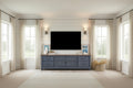 84 in TV Stand for TVs up to 90 inches, No Assembly Required, Corduroy Blue Finish