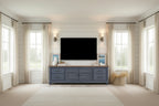 84 in TV Stand for TVs up to 90 inches, No Assembly Required, Corduroy Blue Finish