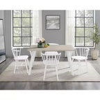 Alwynn White and Natural Wood 5-piece Dining Set, Dining Table with 4 Windsor Chairs