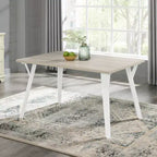 Set da pranzo da 5 pezzi Alwynn bianco e legno naturale, tavolo da pranzo con 4 sedie Windsor