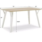 Set da pranzo da 5 pezzi Alwynn bianco e legno naturale, tavolo da pranzo con 4 sedie Windsor