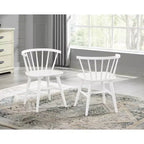 Set da pranzo da 5 pezzi Alwynn bianco e legno naturale, tavolo da pranzo con 4 sedie Windsor