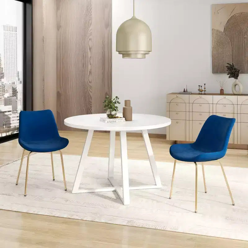 Set da pranzo Roundhill Furniture Avant rotondo, tavolo da pranzo con base a cavalletto e 2 sedie laterali, 3 pezzi