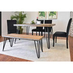 Set da pranzo Ashzo da 6 pezzi, tavolo da pranzo a forcina con 4 sedie e panca, 3 opzioni di colore