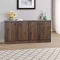 Brunei Contemporary Dark Walnut Wood Four-Door Credenza File Cabinet