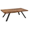 Isla 54 Inch Coffee Table, Acacia Wood Surface, Live Edge, Rich Brown