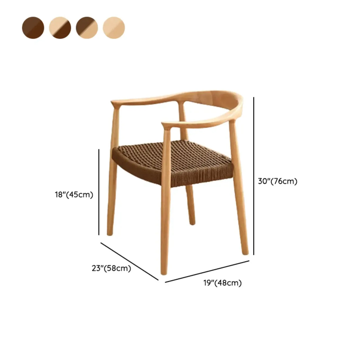 Sedia da pranzo scandinava in legno curvato con seduta intrecciata e braccioli