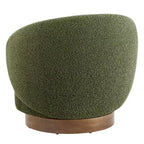 Fauteuil tonneau pivotant rembourré d’appoint Spruce&Spring avec base en bois