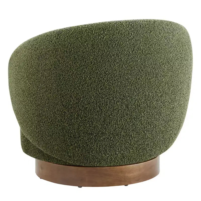 Fauteuil tonneau pivotant rembourré d’appoint Spruce&Spring avec base en bois