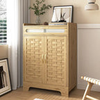 Modern Cabinet with Drawer and Adjustable Shelf, Barn Door Storage Cabinet for Kitchen, Dining Room, Bathroom, Entryway