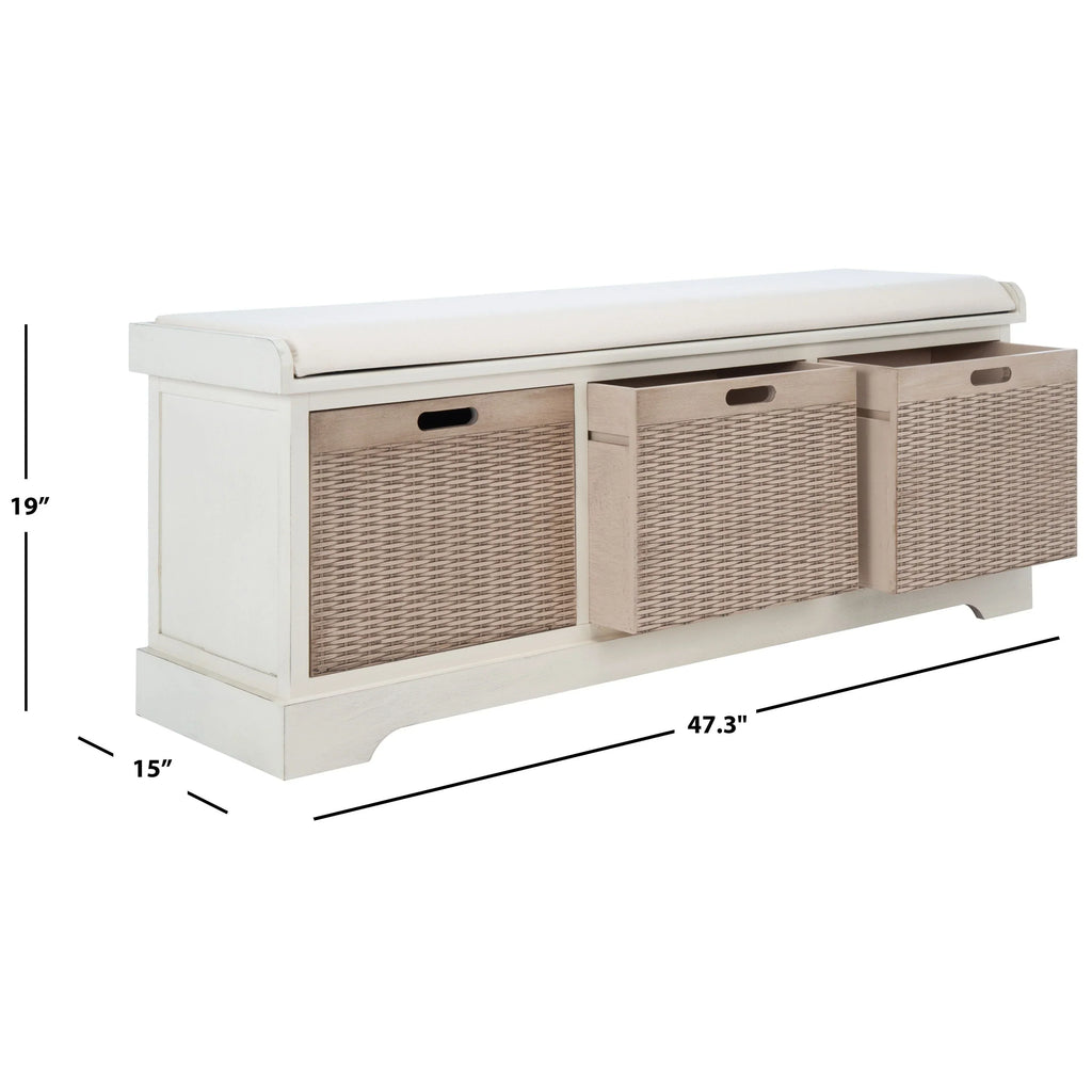 Panca contenitore SAFAVIEH Fiorello con 3 cassetti e cuscino - 47.3 W x 15 L x 19 H - 47Wx15Dx19H